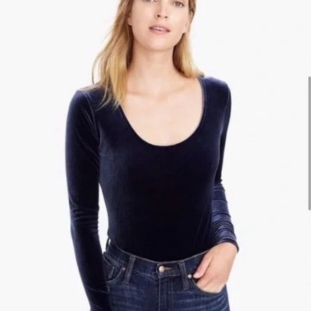 Blue suede Jcrew body suit long sleeve